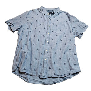 U.S. Polo Assn. Chambray Logo Shirt 2XL Light Blue Button-Down